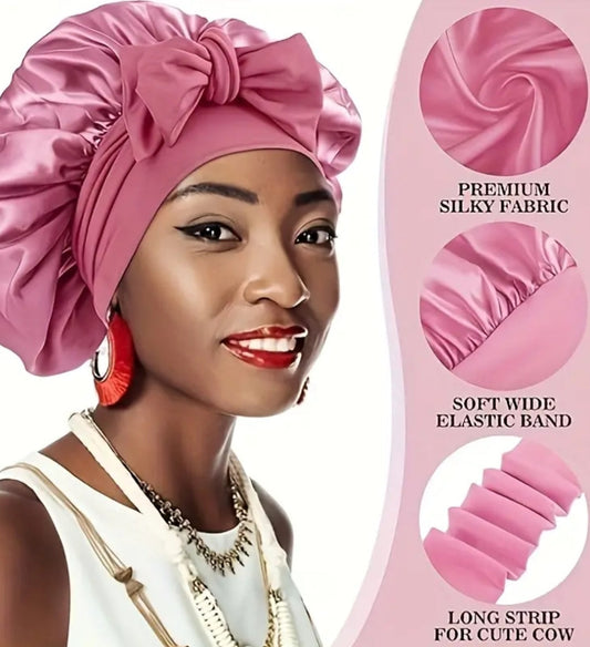 Super Breathable Satin Bonnet. All Night Stay Secure